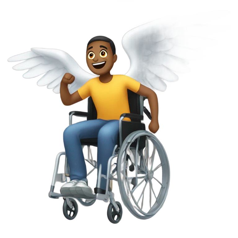 Man in wheelchair flying emoji