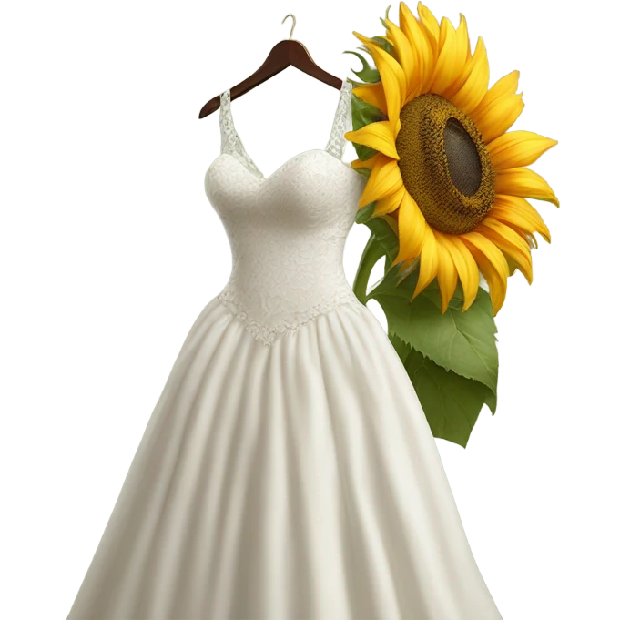 Sunflower on wedding dress emoji