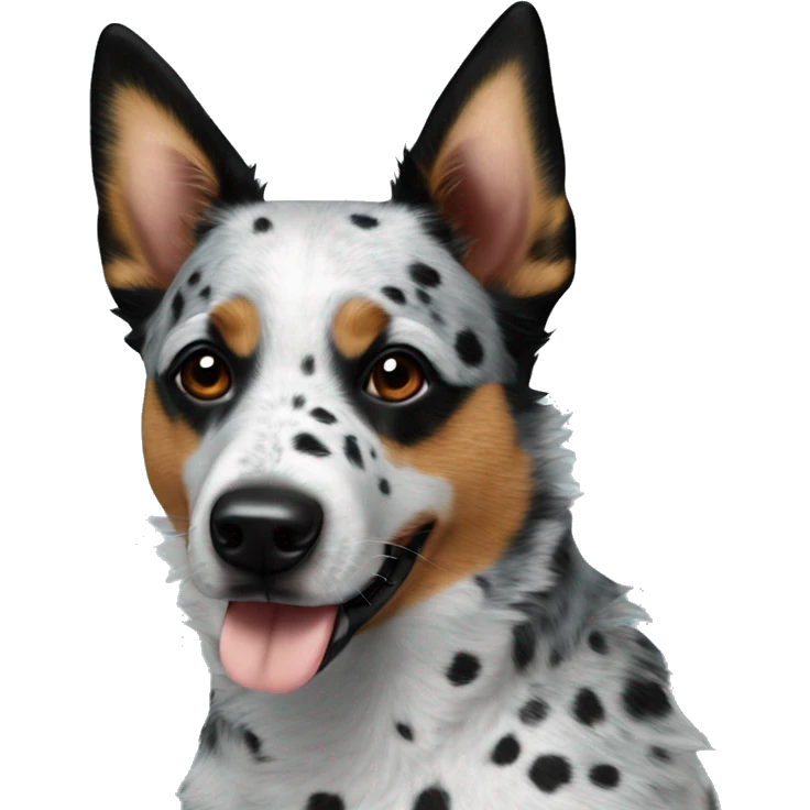 Blue heeler with black spots on nose, wavy fur emoji