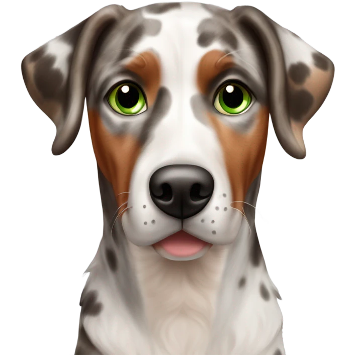 Red Merle catahoula dog with green eyes emoji