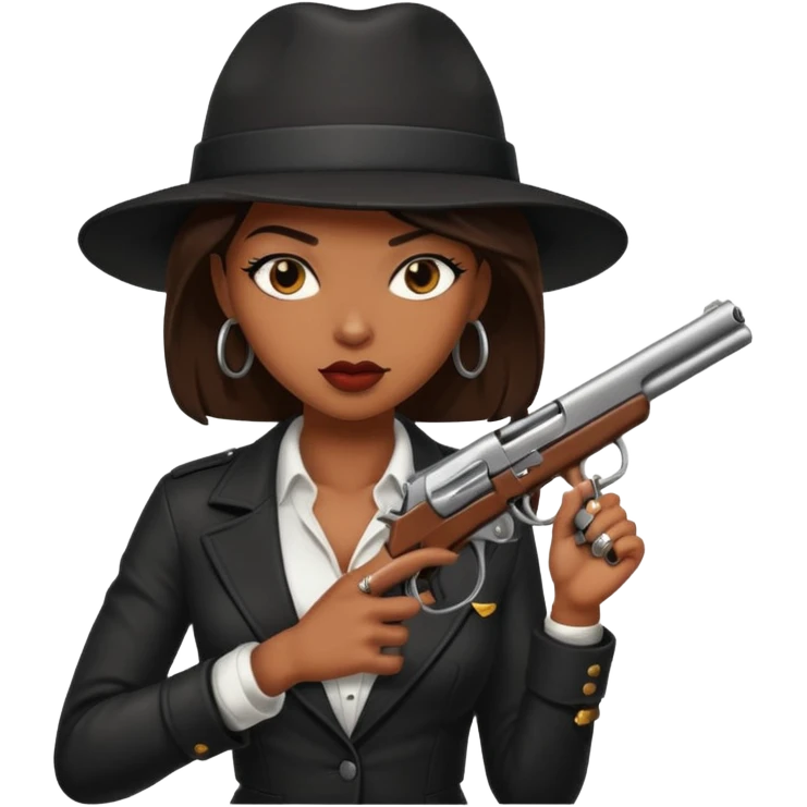 A sexy black female gangster with a gun emoji