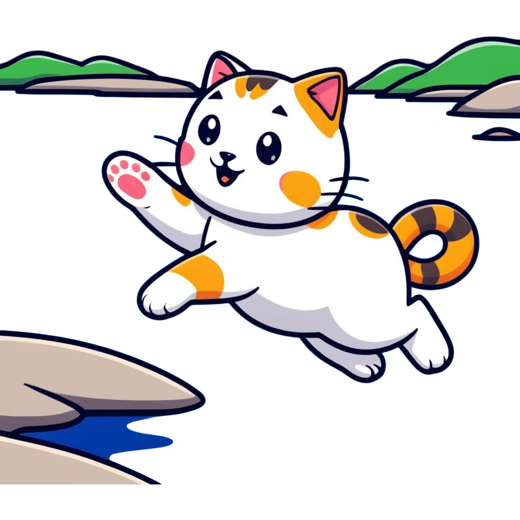 cat jumping into a lake emoji