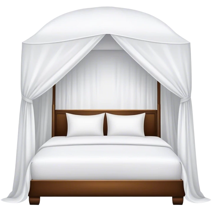 Luxury white canopy hotel bed with white duvet emoji