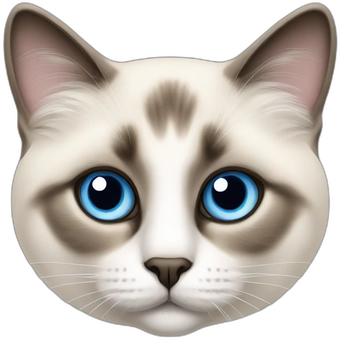 Apple icon Birman cat seat with bleu eyes emoji
