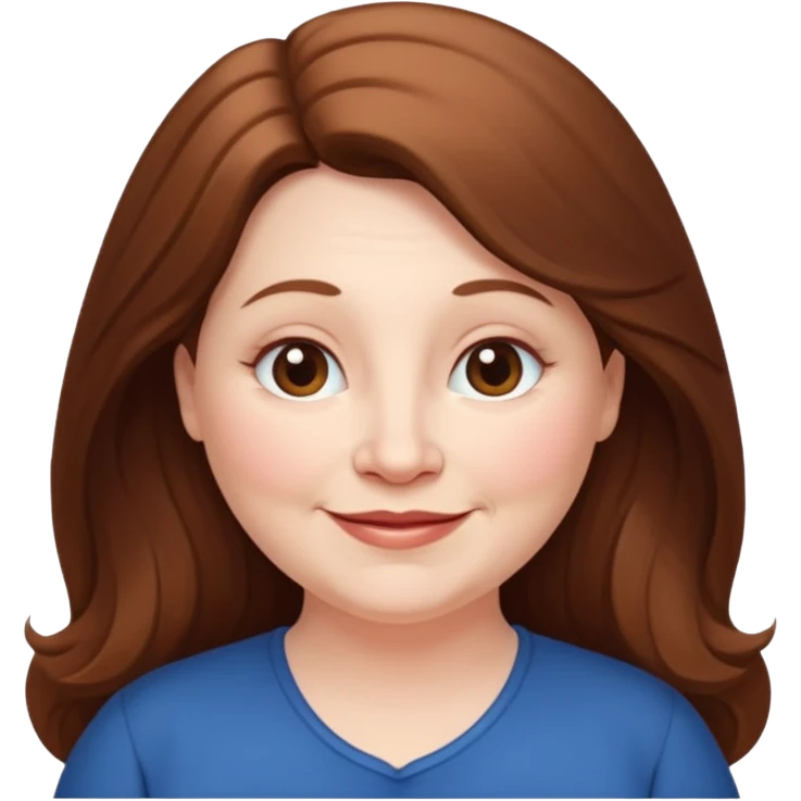 50 yr old white woman pale long brown hair small smile chubby emoji