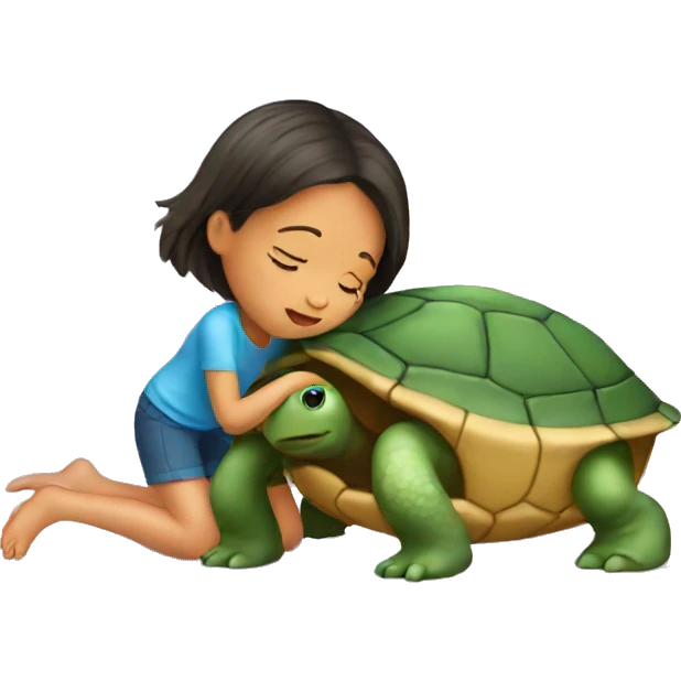 girl kisses turtle emoji