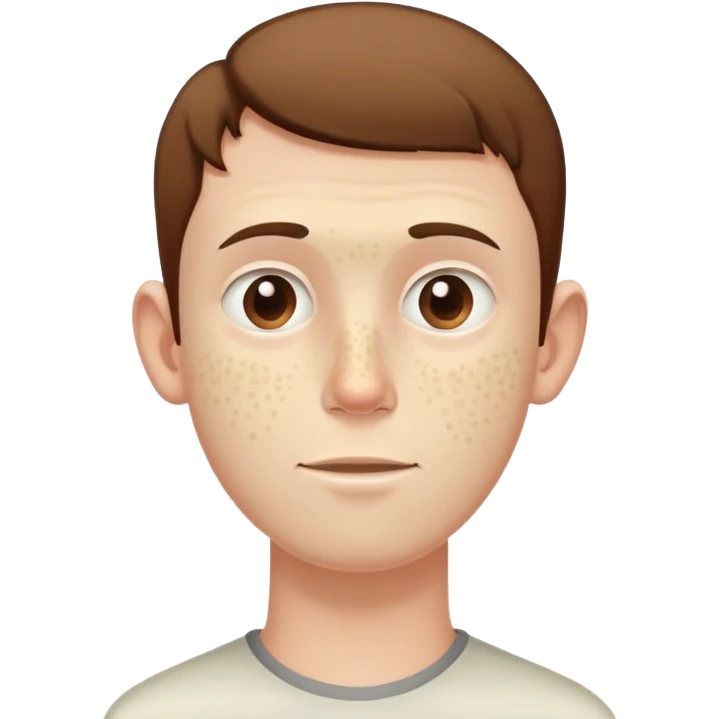 very tall, extremely pale white guy with pimples on his face, brown short hair, small ears emoji