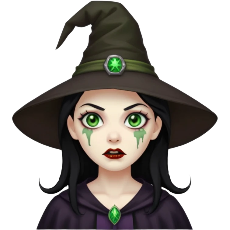 black hair zombie witch emoji