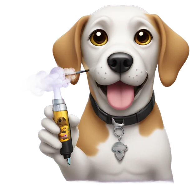 A dog with a vape emoji