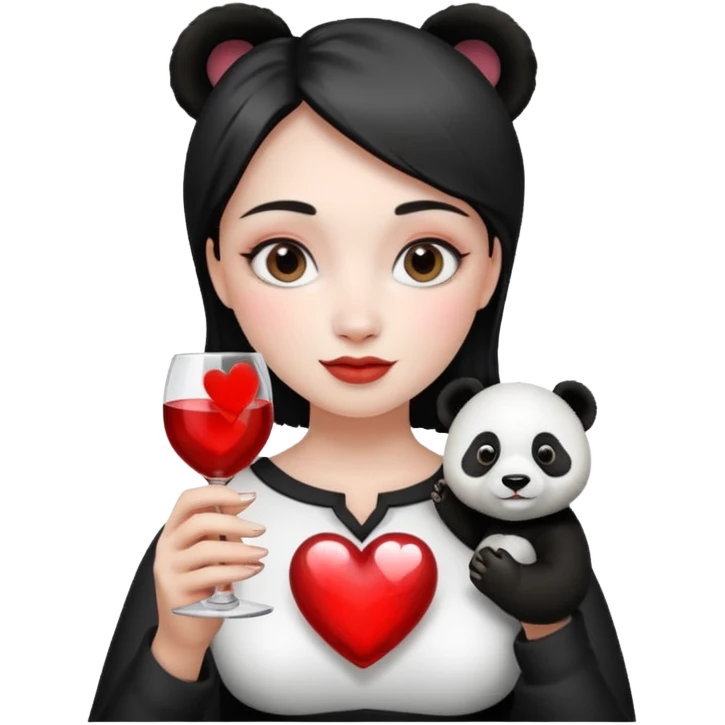 Glass lady panda holding a glass hear in the right bottom  emoji