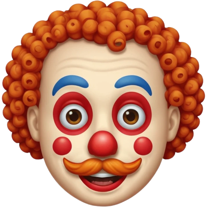 Classic clown — curly mustache, red nose emoji
