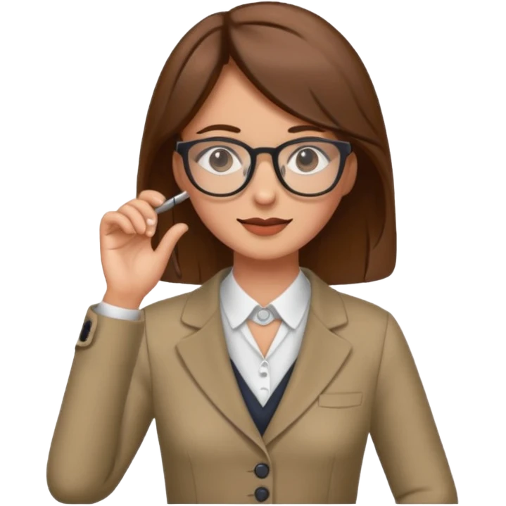 tailor woman with brown hair and glasses emoji