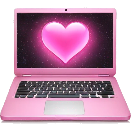 sparkling pink laptop with a heart on the screen emoji