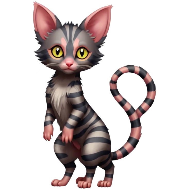 Colorful exotic Fantasy-Lykoi-Fakémon-Lykoi-feline-hybrid (full body) emoji