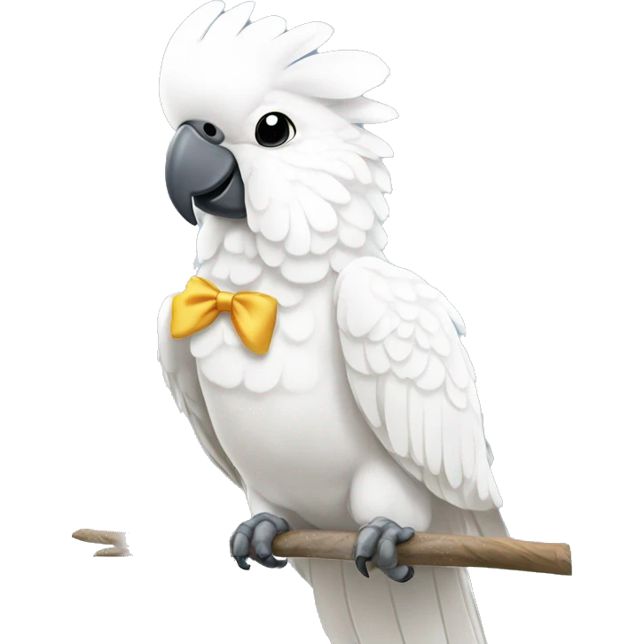 White cockatoo with bow emoji