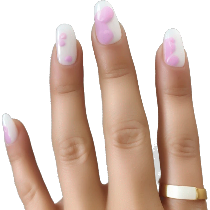 5 acrylic fingernails painted French manicure emoji