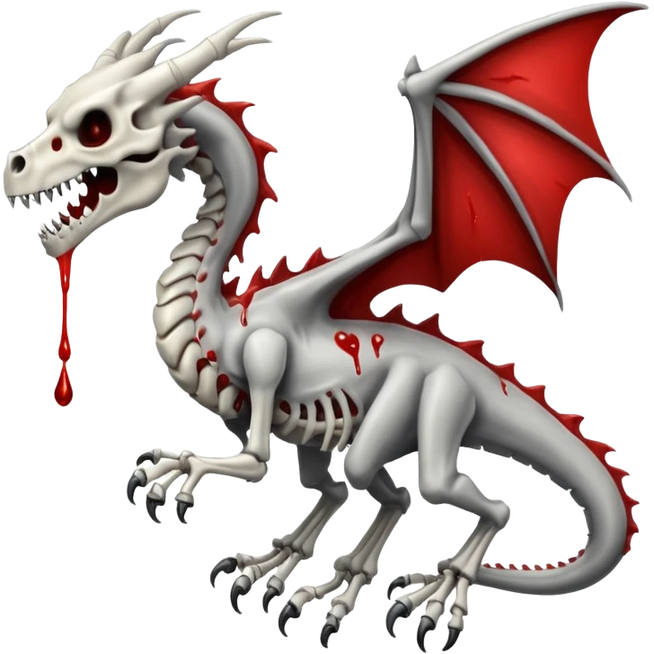  skeletal skeleton bone dragon with some blood dripping emoji