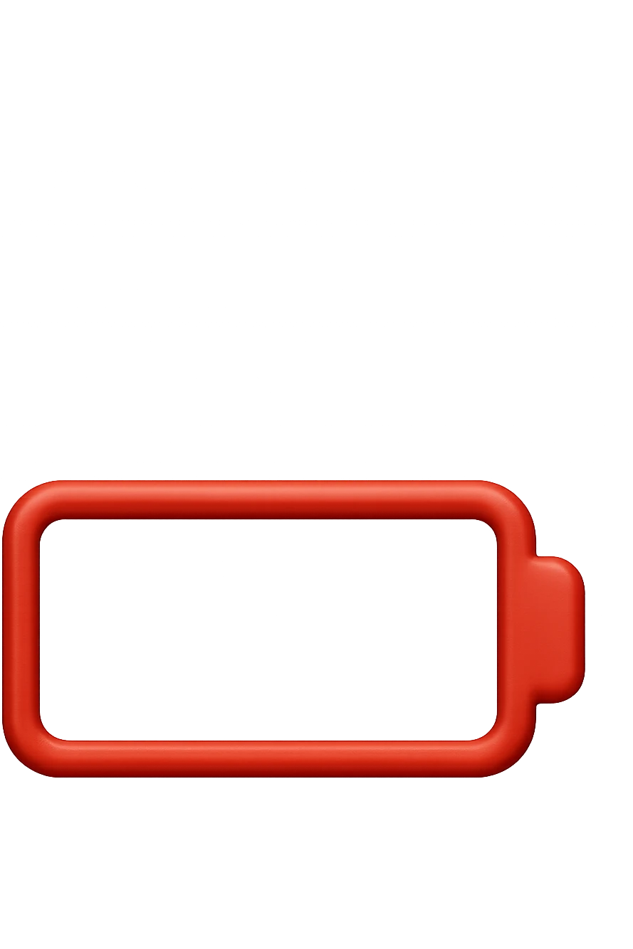 EMOJI STILE IPHONE DI UNA BATTERIA ROSSA SCARICA emoji