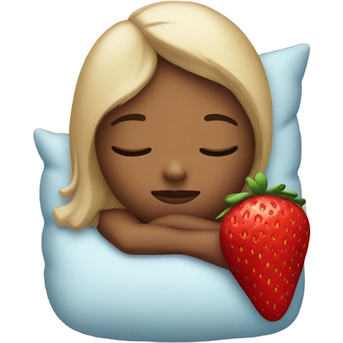 sleeping girl with strawberry pillow emoji