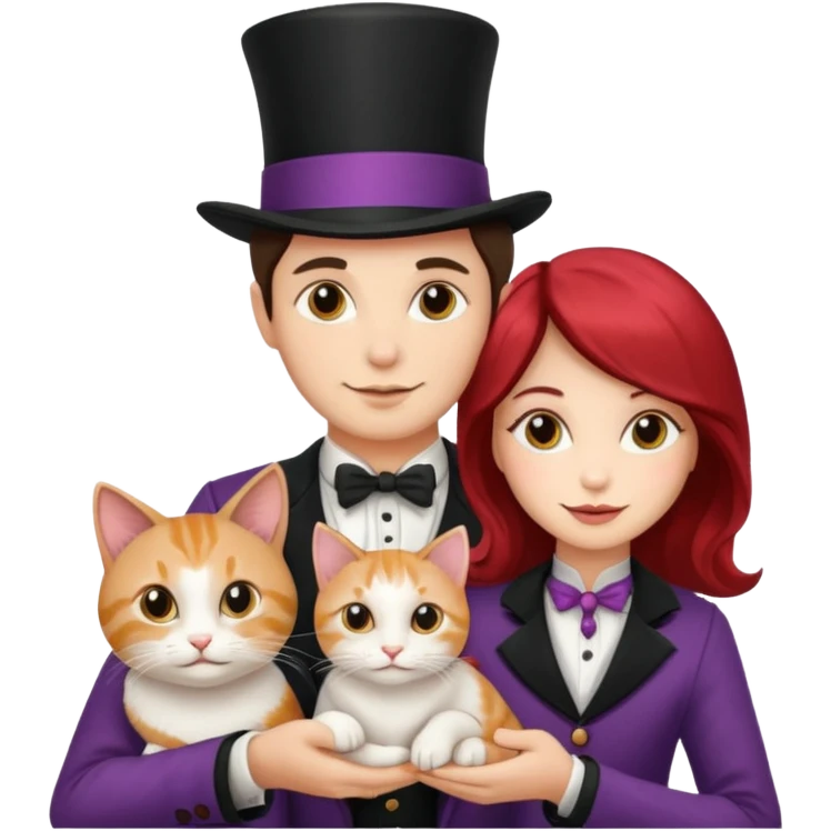 magician couple and their pet cat emoji