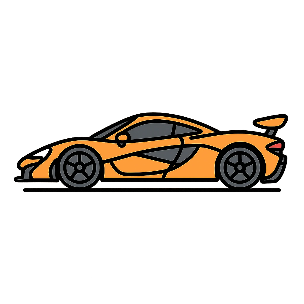 orange McLaren P1, detailed, side view, suitable for an icon or sticker emoji
