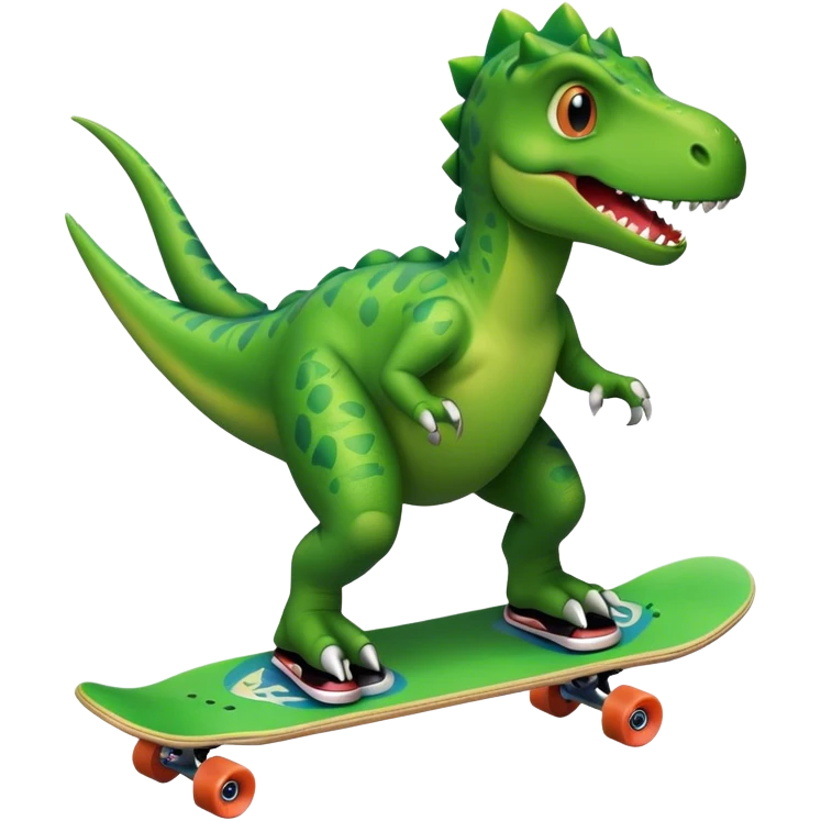 Dinosaur in a skateboard emoji