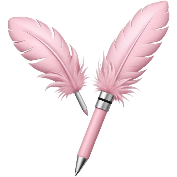 Powder pink pen with furry feathers at the top emoji