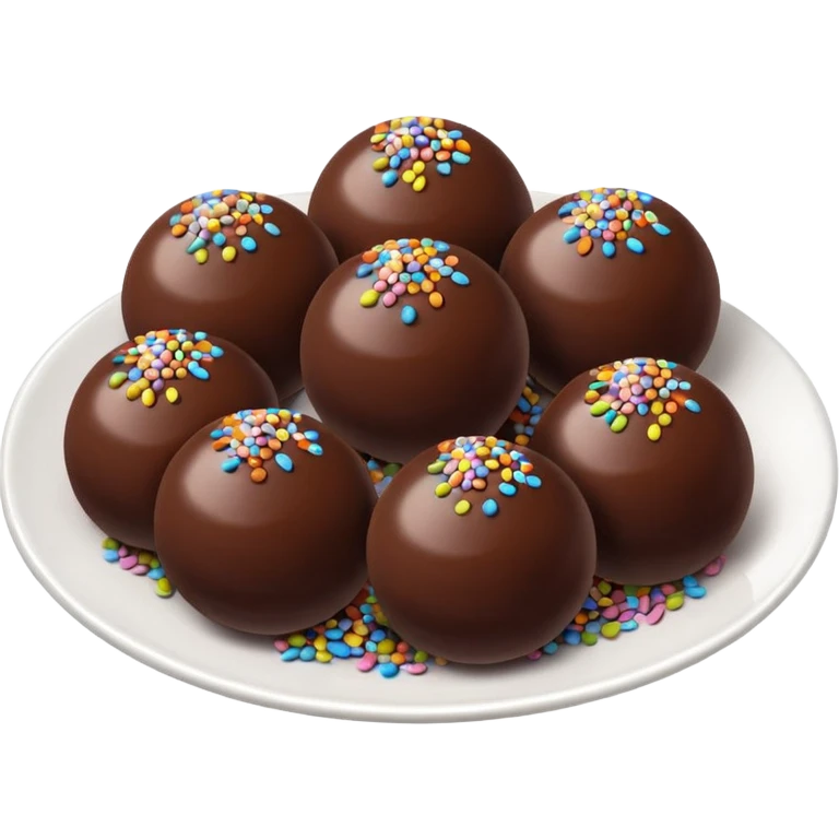 chocolate balls on plate with chocolate sprinkles emoji
