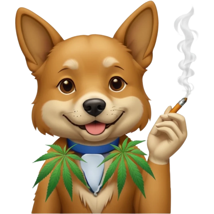 a dog smoking weed emoji