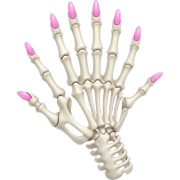 skeleton hand with long pink nails emoji