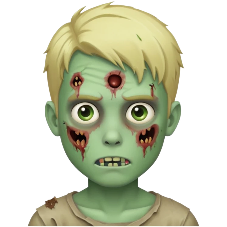boy zombie with blonde hair and skin pastel green emoji