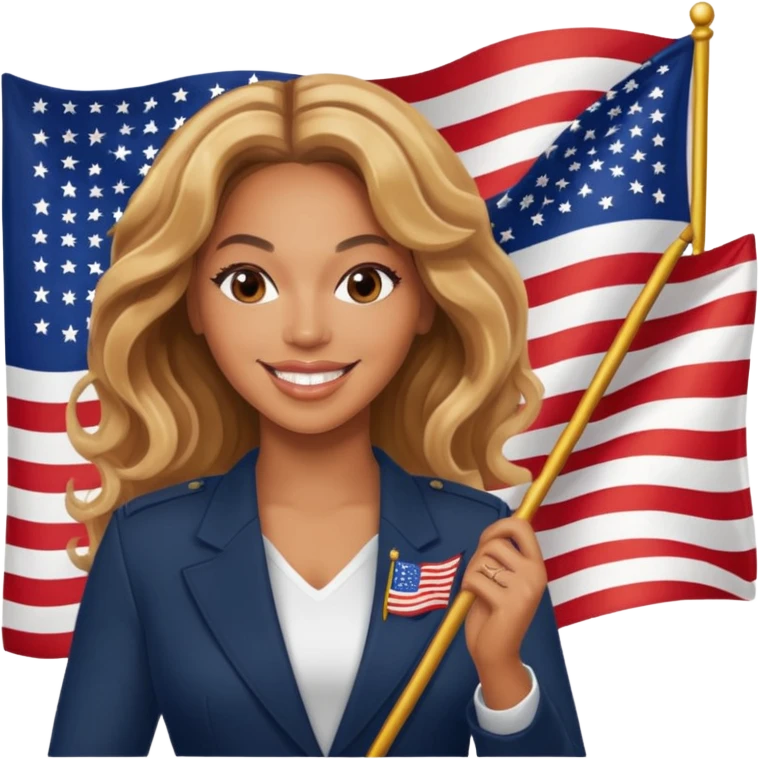 Beyonce with holding  american flag emoji