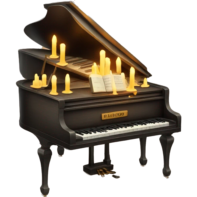 vintage piano with melted candles on top emoji