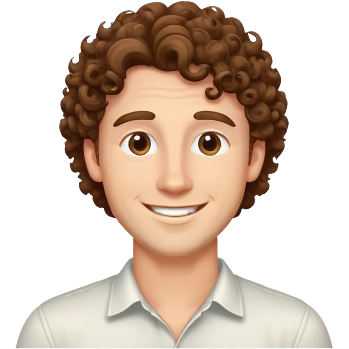 very happy handsome white man with curly brown hair emoji
