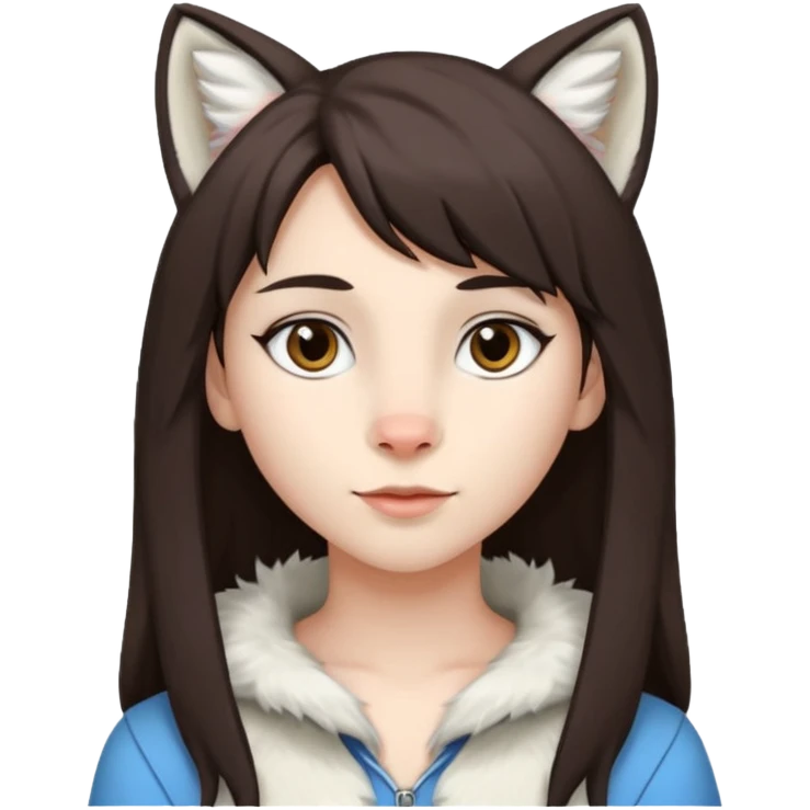 Femboy au cheveux marron foncé avec des oreilles de lynx blanc emoji