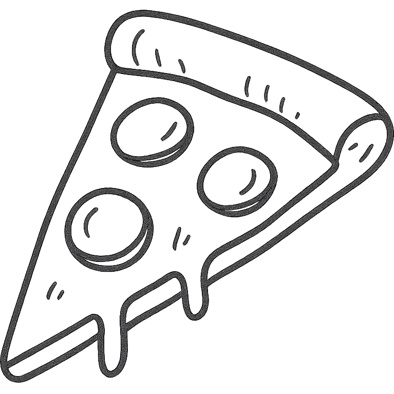 hand-drawn outlined slice of pizza icon emoji
