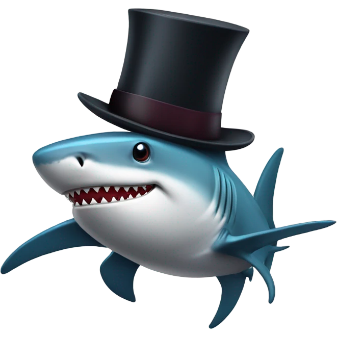 Shark with a top hat emoji