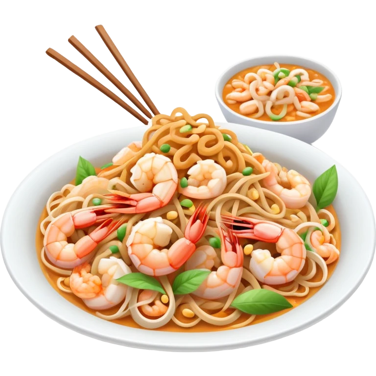 Thai pad thai noodles street food with pastel colors emoji