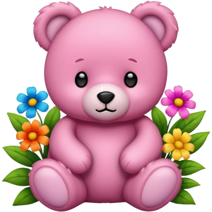 Oso rosado flores emoji