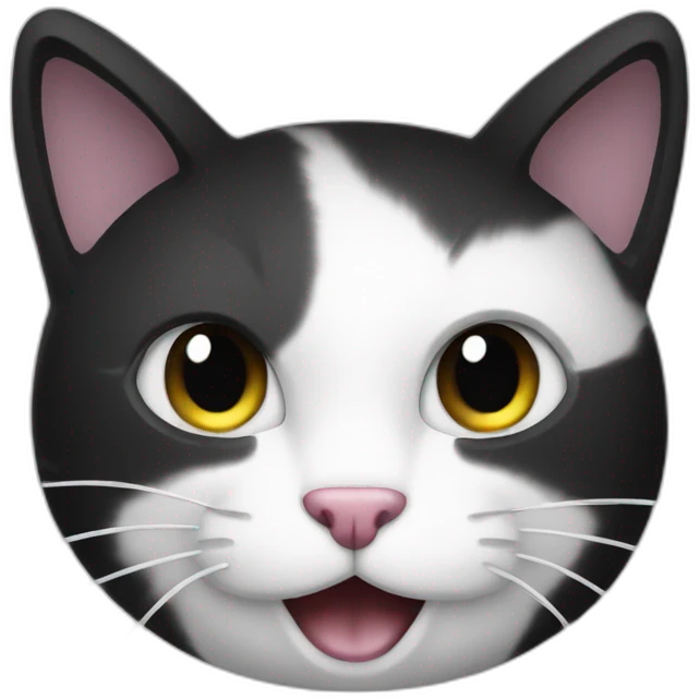 Karaoke-black-and-white-cat emoji