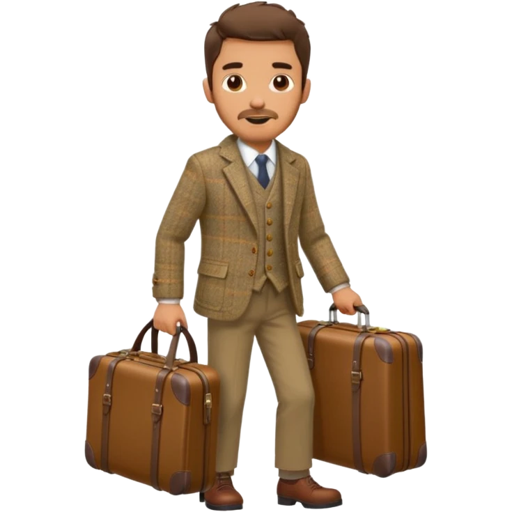 SCOTTISH MAN WITH STUBBLE TRAVELLING WITH SUITCASE AND BAGS emoji