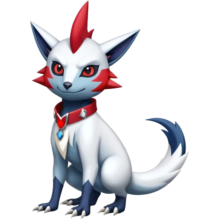 Cool Edgy Nargacuga-Absol-Zangoose-Sneasel-Quilava with a collar on, full body emoji