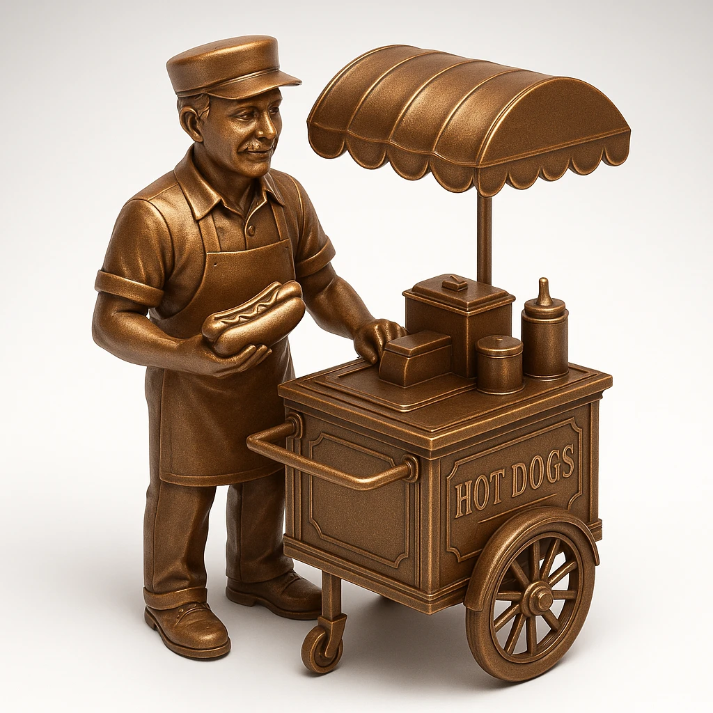 hotdog seller in New York with cart emoji