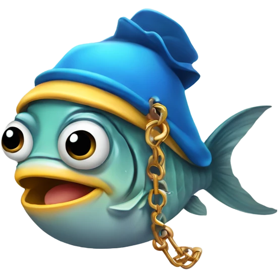 Fish wearing a hat and chain emoji