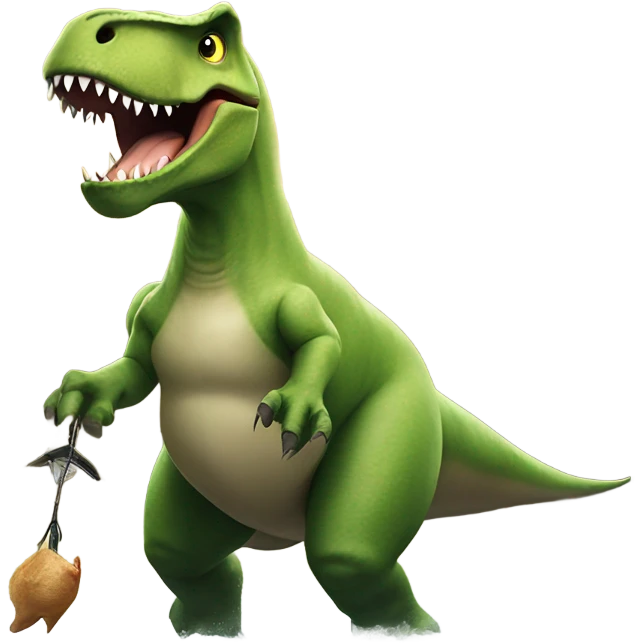 T-Rex is fishing for chickens  emoji