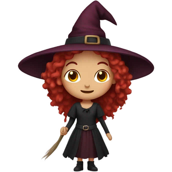 witch girl with red hair and burgundy clothes emoji