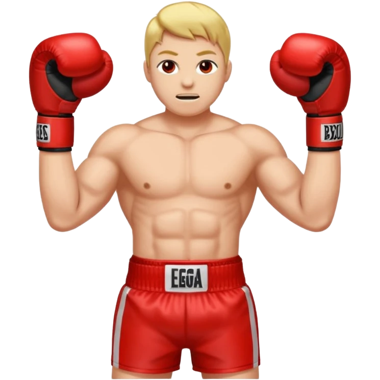 Gota de sangre con cara de enfado y unos guantes de boxeo, que tenga brazos y piernas musculados emoji