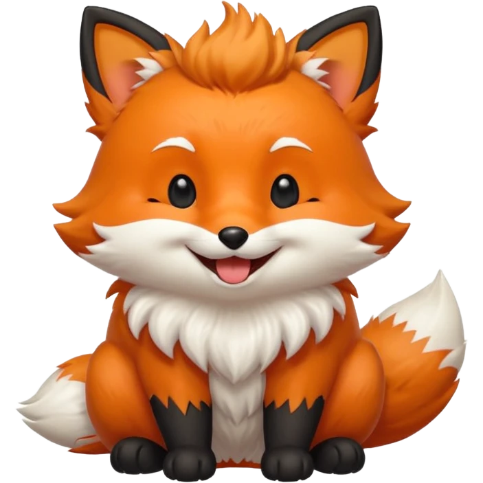 Floofy the Creampuff fox blackish away laughing, chubby. Black paws orange color emoji