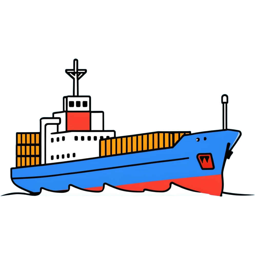 Cargo container ship in ocean emoji