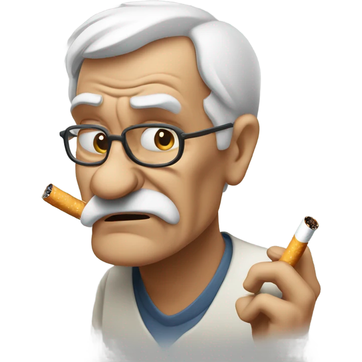 Grumpy old man with cigarette  emoji
